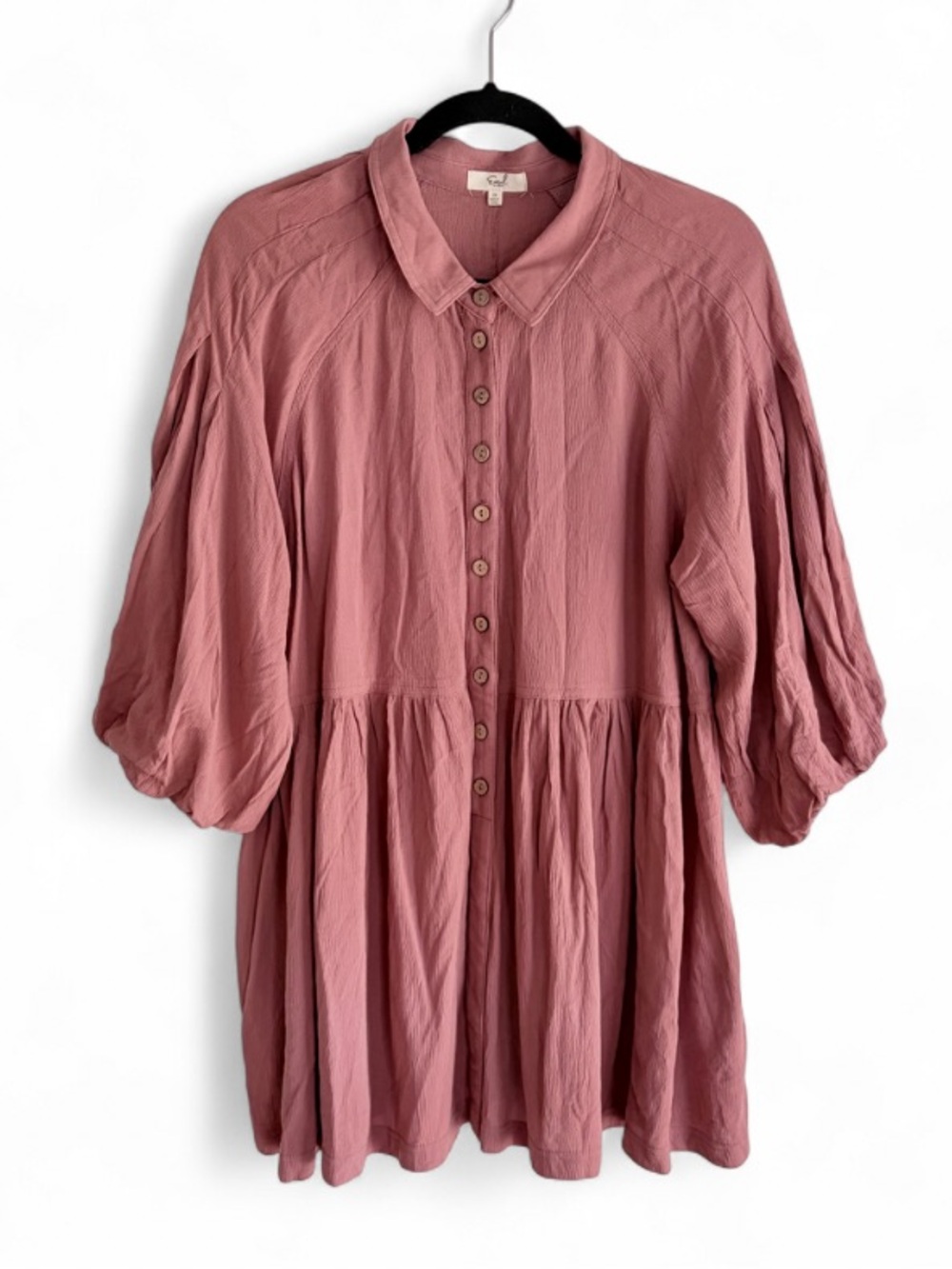 Easel Dusty Pink Balloon Sleeve Gauzy Boho Peasant Blouse Size 2X